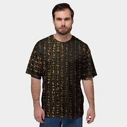 Футболка оверсайз мужская ЕГИПЕТСКИЕ ИЕРОГЛИФЫ ЗОЛОТОМ, цвет: 3D-принт — фото 2