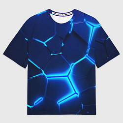 Футболка оверсайз мужская 3D ПЛИТЫ NEON STEEL НЕОНОВЫЕ ПЛИТЫ, цвет: 3D-принт