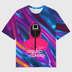 Футболка оверсайз мужская Игра в кальмара - переливающийся фон, цвет: 3D-принт