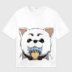 Футболка оверсайз мужская Гинтоки Саката и песик Гинтама, цвет: 3D-принт
