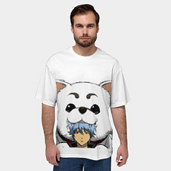 Футболка оверсайз мужская Гинтоки Саката и песик Гинтама, цвет: 3D-принт — фото 2
