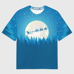 Мужская футболка оверсайз Санта с Оленями