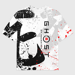 Мужская футболка оверсайз GHOST OF TSUSHIMA ПРИЗРАК ЦУСИМЫ БЕЛЫЙ