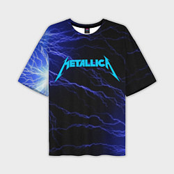 Футболка оверсайз мужская METALLICA BLUE FLASH МЕТАЛЛИКА СИНИЕ МОЛНИИ, цвет: 3D-принт