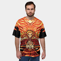 Футболка оверсайз мужская Пламенный столб Ренгоку Кенджуро, цвет: 3D-принт — фото 2