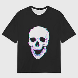 Футболка оверсайз мужская Неоновый светящийся череп, цвет: 3D-принт