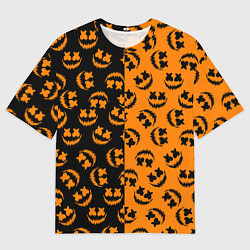 Мужская футболка оверсайз УЛЫБКА ТЫКВЫ ХЕЛЛОУИН