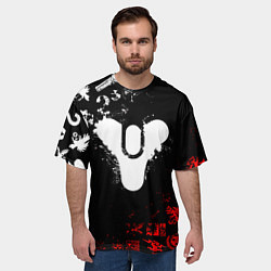 Футболка оверсайз мужская DESTINY 2 RED & WHITE PATTERN LOGO, цвет: 3D-принт — фото 2