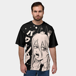 Футболка оверсайз мужская Пауэр, Человек-бензопила, цвет: 3D-принт — фото 2