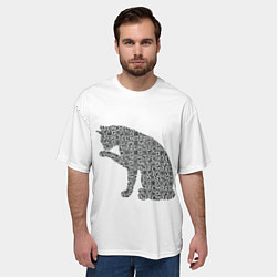 Футболка оверсайз мужская QR Кот Версия 2, цвет: 3D-принт — фото 2