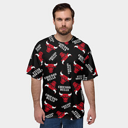 Футболка оверсайз мужская CHICAGO BULLS БЫКИ УЗОР, цвет: 3D-принт — фото 2