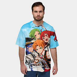 Футболка оверсайз мужская Реинкарнация безработного главные герои, цвет: 3D-принт — фото 2