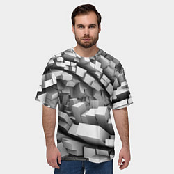Футболка оверсайз мужская Геометрическая объёмная абстракция, цвет: 3D-принт — фото 2