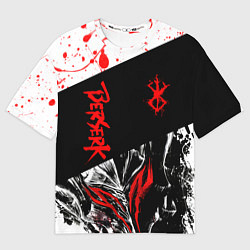 Футболка оверсайз мужская Берсерк черная маска с логотипом, цвет: 3D-принт