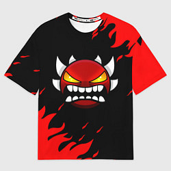 Футболка оверсайз мужская Geometry Dash: Demon Red Fire, цвет: 3D-принт