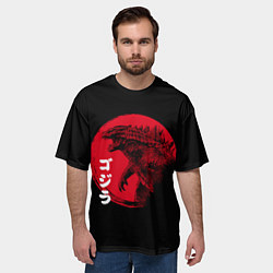 Футболка оверсайз мужская ГОДЗИЛА, ИЕРОГЛИФЫ, цвет: 3D-принт — фото 2