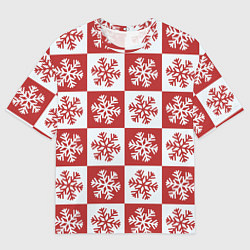 Мужская футболка оверсайз Шахматные Снежинки