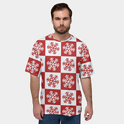 Футболка оверсайз мужская Шахматные Снежинки, цвет: 3D-принт — фото 2