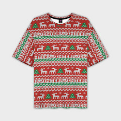Мужская футболка оверсайз Deer Christmas Pattern