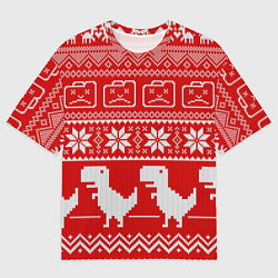 Футболка оверсайз мужская Вязаный принт, цвет: 3D-принт