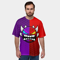 Футболка оверсайз мужская Geometry Dash: Violet x Red, цвет: 3D-принт — фото 2