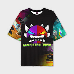 Мужская футболка оверсайз Geometry Dash: Demon Art