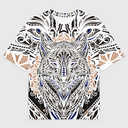 Мужская футболка оверсайз БЕЛАЯ ЭТНИЧЕСКА ЛИСА WHITE FOX