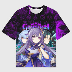 Футболка оверсайз мужская GENSHIN IMPACT ГЕРОИНИ В НЕОНОВОМ ОГНЕ NEON FIRE, цвет: 3D-принт