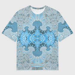 Футболка оверсайз мужская Коллекция Фрактальная мозаика Голубой 292-6-n, цвет: 3D-принт