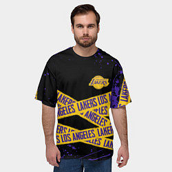 Футболка оверсайз мужская LAKERS LOGO БРЫЗГИ КРАСОК, цвет: 3D-принт — фото 2
