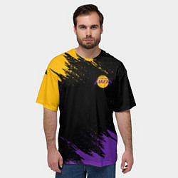 Футболка оверсайз мужская LAKERS БРЫЗГИ КРАСОК, цвет: 3D-принт — фото 2