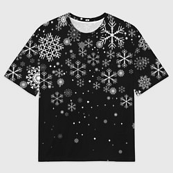 Мужская футболка оверсайз Снежинки - С Новый год