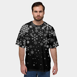 Футболка оверсайз мужская Снежинки - С Новый год, цвет: 3D-принт — фото 2