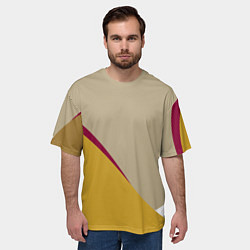 Футболка оверсайз мужская Линии На бежевом Фоне, цвет: 3D-принт — фото 2