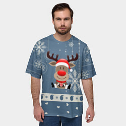 Футболка оверсайз мужская New Years Deer, цвет: 3D-принт — фото 2