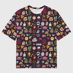 Футболка оверсайз мужская Российская история и русская культура паттерн, цвет: 3D-принт