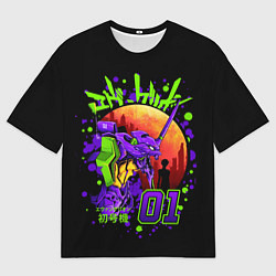 Футболка оверсайз мужская Евангелион - Neon Genesis Evangelion, цвет: 3D-принт