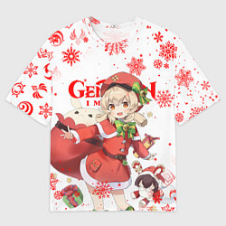 Футболка оверсайз мужская КЛИ НОВОГОДНЯЯ, ГЕНШИН ИМПАКТ НОВЫЙ ГОД 2022, цвет: 3D-принт