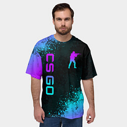Футболка оверсайз мужская CS GO NEON SYMBOL STYLE SKIN КС ГО НЕОН, цвет: 3D-принт — фото 2