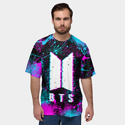 Футболка оверсайз мужская НЕОНОВЫЙ БТС NEON BTS, цвет: 3D-принт — фото 2