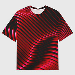 Мужская футболка оверсайз Волны красного металла