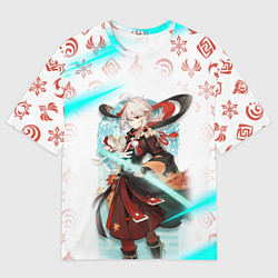 Футболка оверсайз мужская КАДЗУХА ГЕРОЙ ГЕНШИН ИМПАКТ GENSHIN IMPACT NEON, цвет: 3D-принт