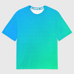 Мужская футболка оверсайз Бирюзовый градиент В небольшую клеточку