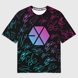 Мужская футболка оверсайз EXO BAND НЕОНОВЫЕ АВТОГРАФЫ