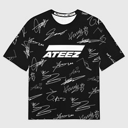 Мужская футболка оверсайз ATEEZ БЕЛЫЕ АВТОГРАФЫ УЗОР