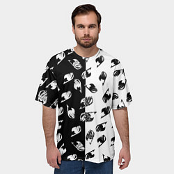 Футболка оверсайз мужская FAIRY TAIL BLACK WHITE ХВОСТ ФЕИ СИМВОЛЫ ЧЁРНО БЕЛ, цвет: 3D-принт — фото 2