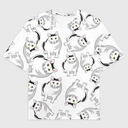 Футболка оверсайз мужская КОТИКИ МЕМ МЯУ, цвет: 3D-принт