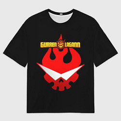Футболка оверсайз мужская Логотип Гуррен - Лаганн, цвет: 3D-принт
