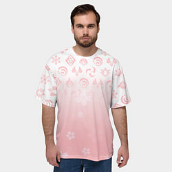 Футболка оверсайз мужская ГЕНШИН ИМПАКТ ЯПОНИЯ САКУРА ЦВЕТОК, цвет: 3D-принт — фото 2