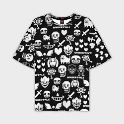 Мужская футболка оверсайз UNDERTALE PATTERN БЕЛЫЙ